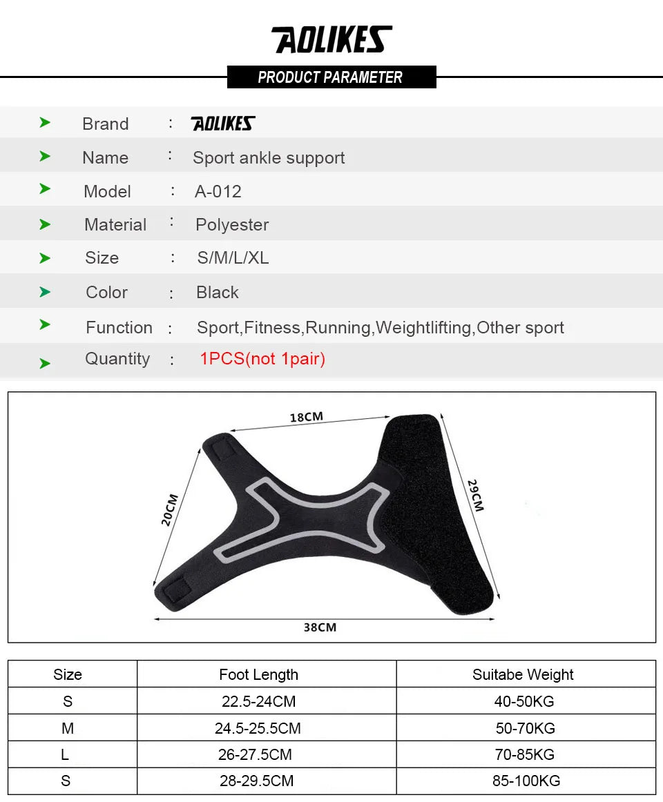 AOLIKES Ankle Support Brace,Elasticity Free Adjustment Protection Foot Bandage,Sprain Prevention Sport Fitness Guard Band