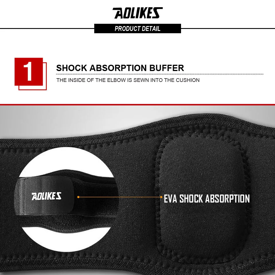 AOLIKES 1PCS Adjustbale Tennis Elbow Support Guard Pads Golfer's Strap Elbow Lateral Pain Syndrome Epicondylitis Brace