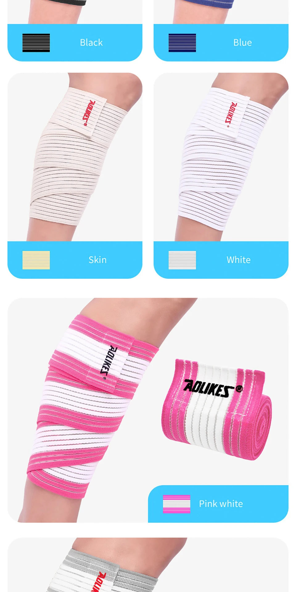 AOLIKES 1PCS 40-180cm Compression Bandage Protector Knee Support Brace Sports Elastic Elbow Straps Leg Bands Elast Bandag