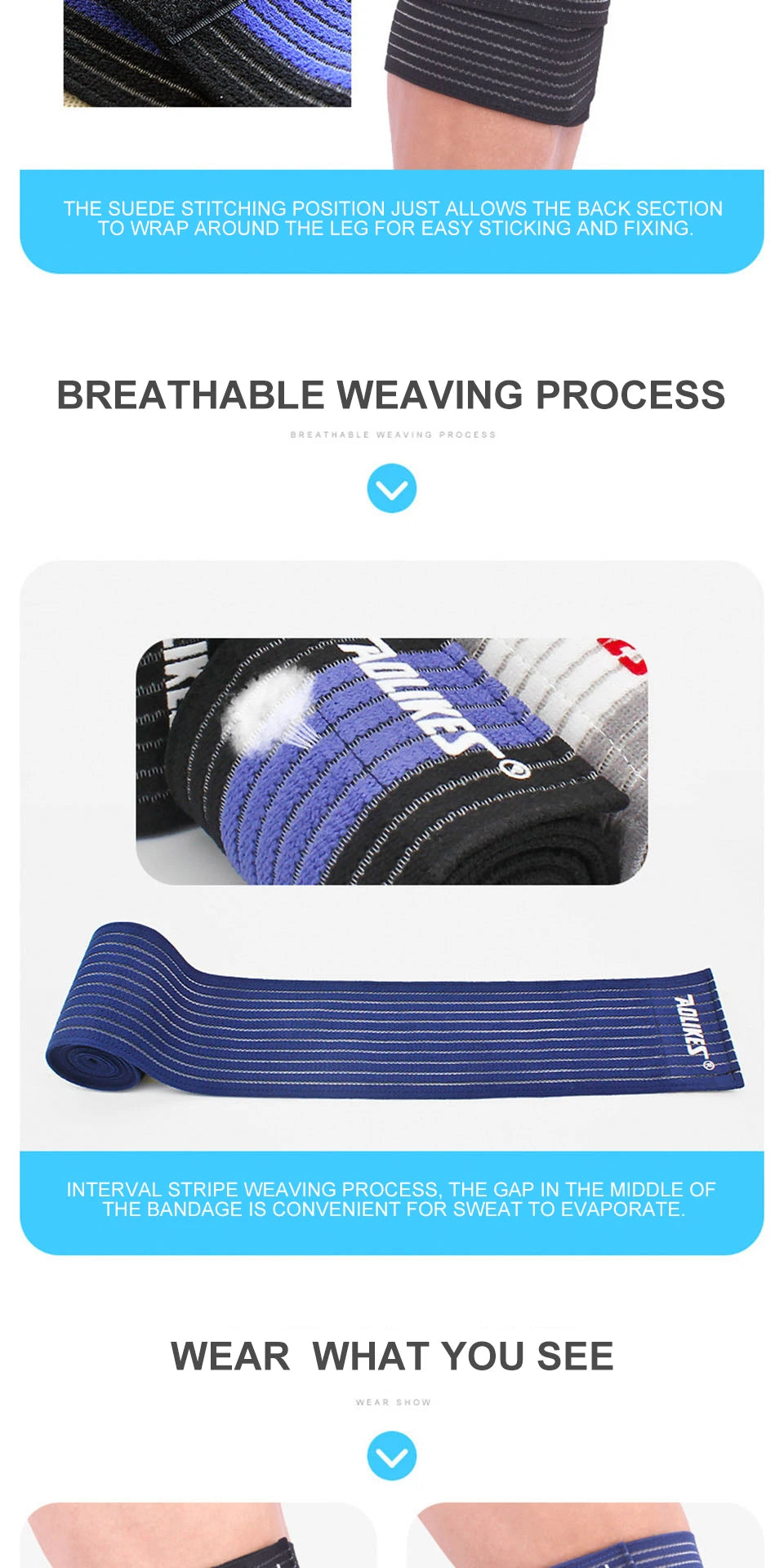 AOLIKES 1PCS 40-180cm Compression Bandage Protector Knee Support Brace Sports Elastic Elbow Straps Leg Bands Elast Bandag