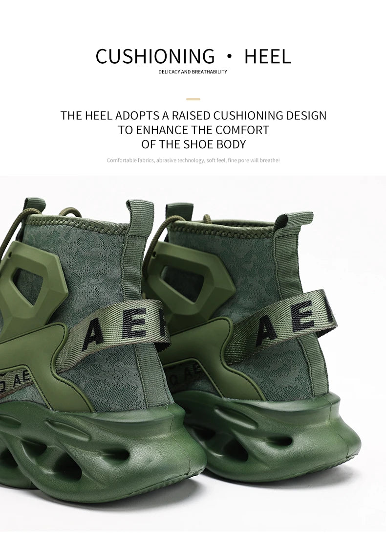 Men's lightweight, breathable, comfortable, soft, fashionable, minimalist high top outdoor sports shoes