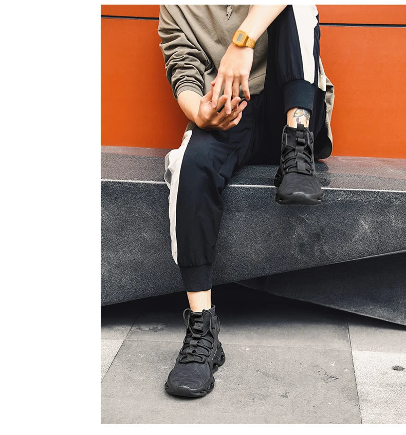 Men's lightweight, breathable, comfortable, soft, fashionable, minimalist high top outdoor sports shoes