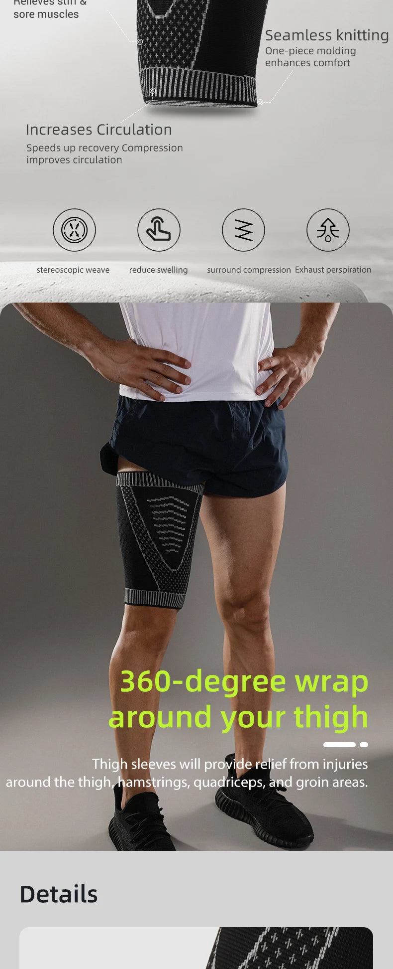 1 Piece Elastic Non-slip Breathable Thigh Support Sleeve