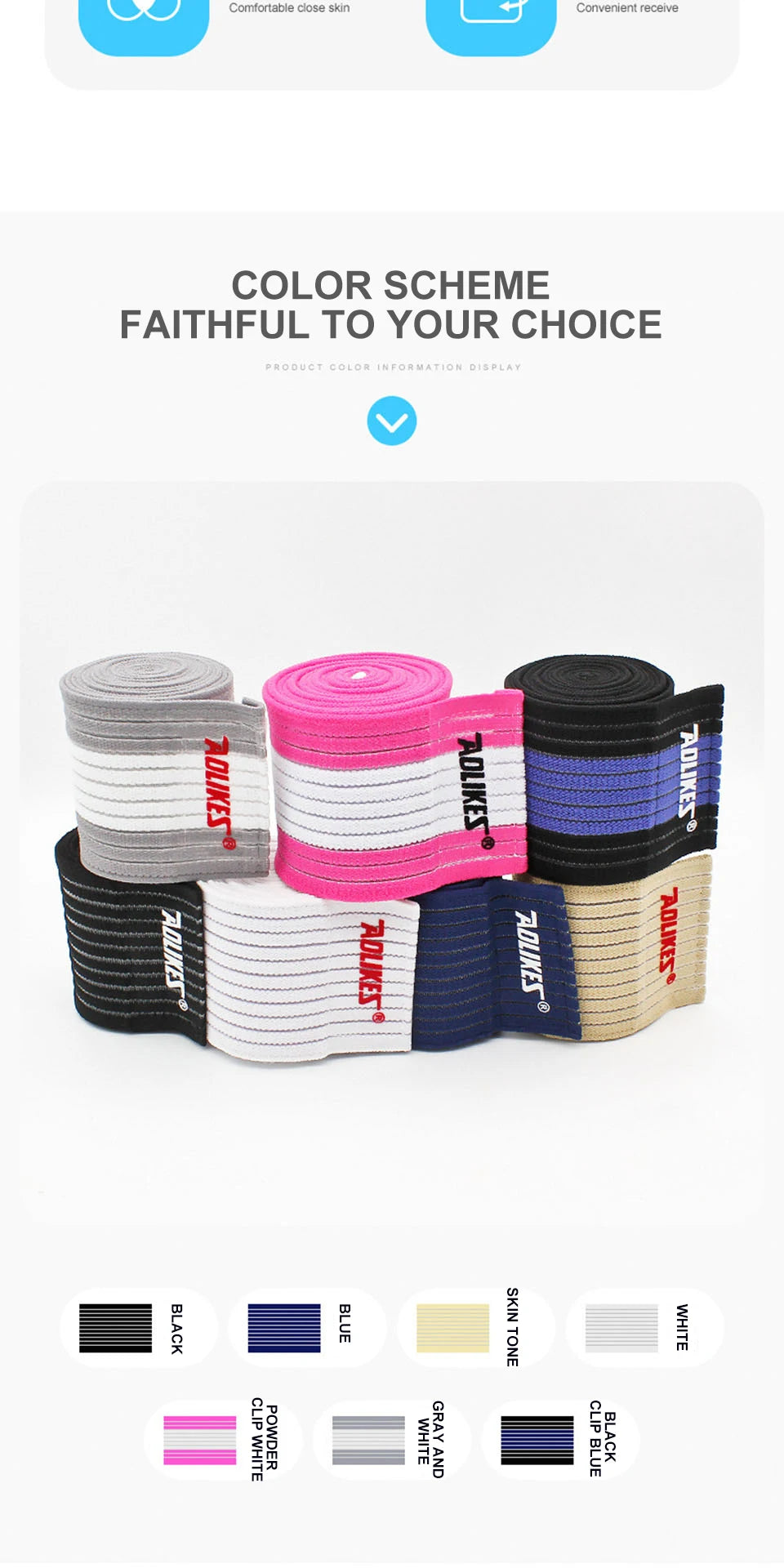 AOLIKES 1PCS 40-180cm Compression Bandage Protector Knee Support Brace Sports Elastic Elbow Straps Leg Bands Elast Bandag
