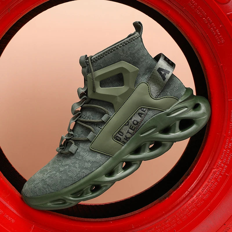Men's lightweight, breathable, comfortable, soft, fashionable, minimalist high top outdoor sports shoes