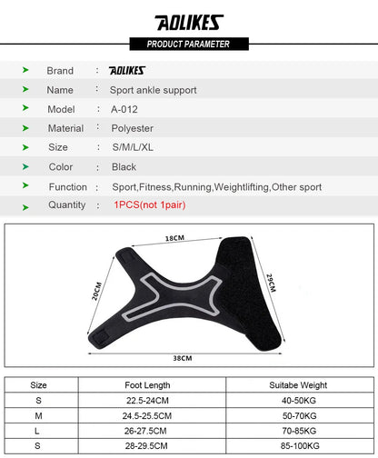AOLIKES Ankle Support Brace,Elasticity Free Adjustment Protection Foot Bandage,Sprain Prevention Sport Fitness Guard Band