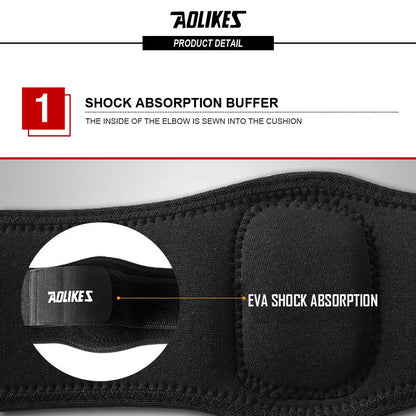 AOLIKES 1PCS Adjustbale Tennis Elbow Support Guard Pads Golfer's Strap Elbow Lateral Pain Syndrome Epicondylitis Brace