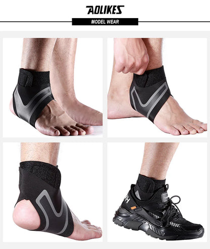 AOLIKES Ankle Support Brace,Elasticity Free Adjustment Protection Foot Bandage,Sprain Prevention Sport Fitness Guard Band
