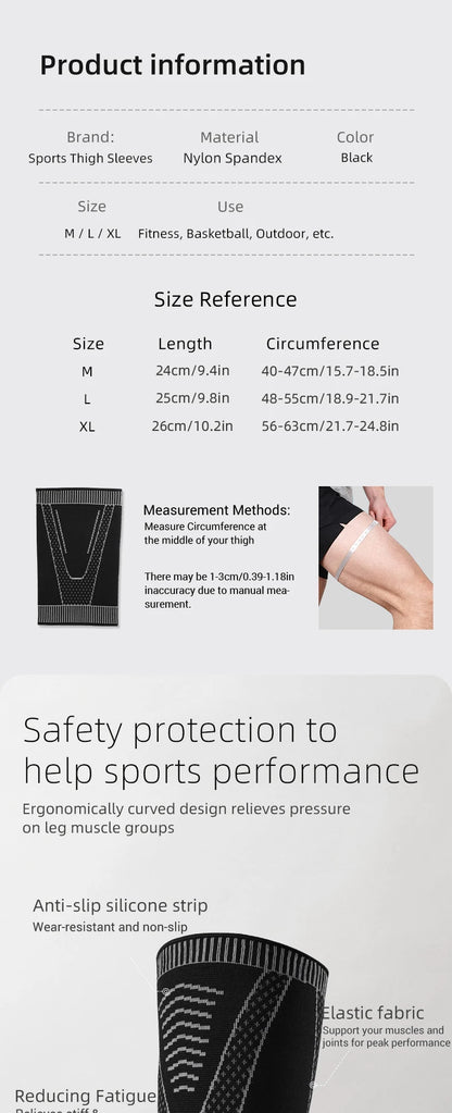 1 Piece Elastic Non-slip Breathable Thigh Support Sleeve