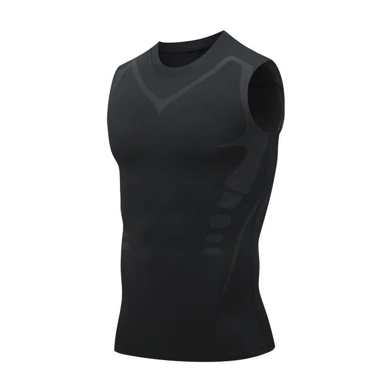 Sports Vest Men's Running Short-sleeved Quick-drying Sleeveless Ice Silk T-shirt Basketball Training Fitness Clothes Summer Thin