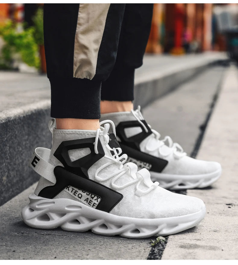 Men's lightweight, breathable, comfortable, soft, fashionable, minimalist high top outdoor sports shoes