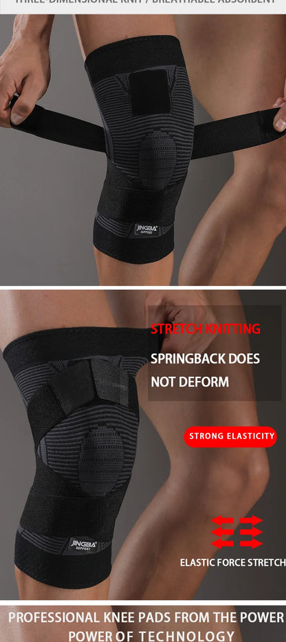 1 Pc Elastic Breathable Knee Support Sleeve with Adjustable Straps