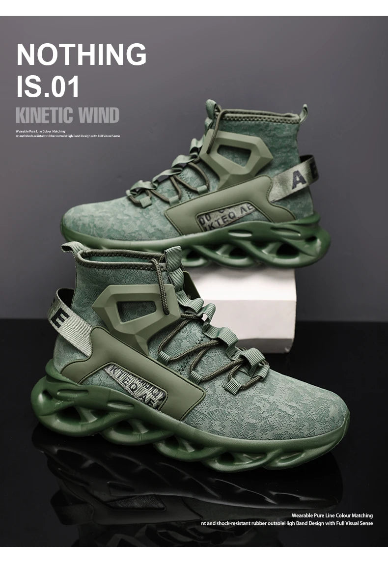 Men's lightweight, breathable, comfortable, soft, fashionable, minimalist high top outdoor sports shoes