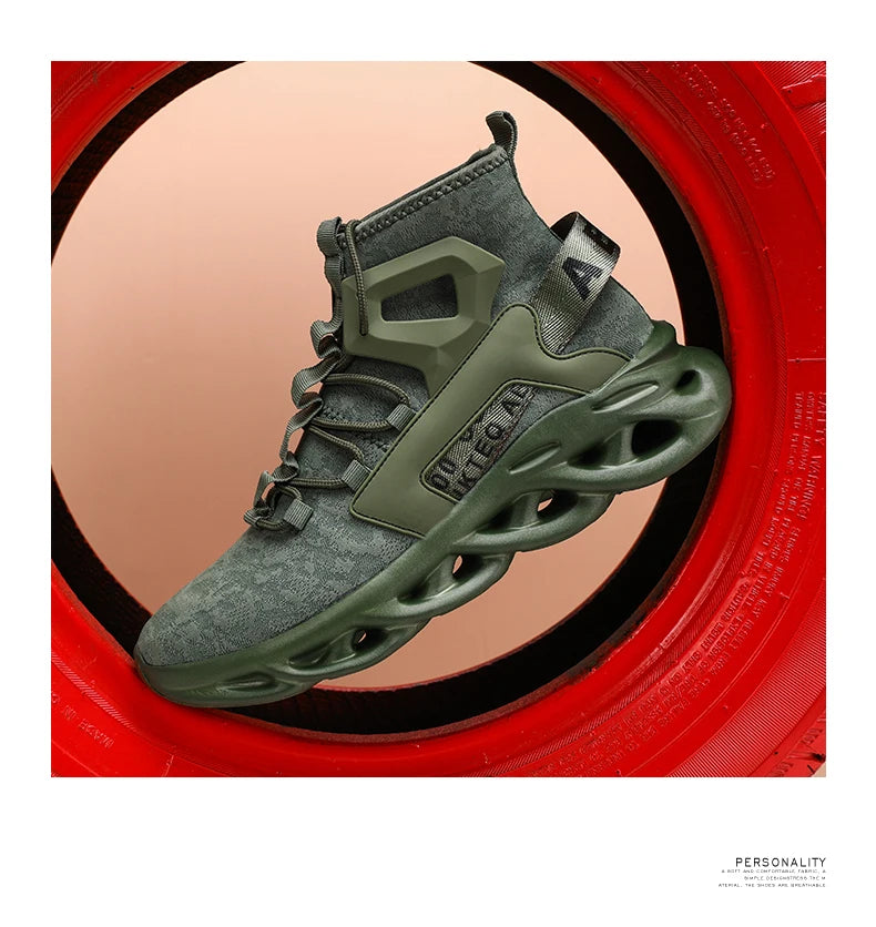Men's lightweight, breathable, comfortable, soft, fashionable, minimalist high top outdoor sports shoes