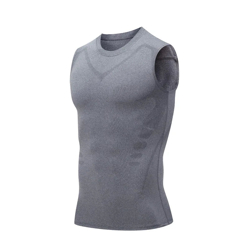 Sports Vest Men's Running Short-sleeved Quick-drying Sleeveless Ice Silk T-shirt Basketball Training Fitness Clothes Summer Thin