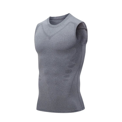 Sports Vest Men's Running Short-sleeved Quick-drying Sleeveless Ice Silk T-shirt Basketball Training Fitness Clothes Summer Thin