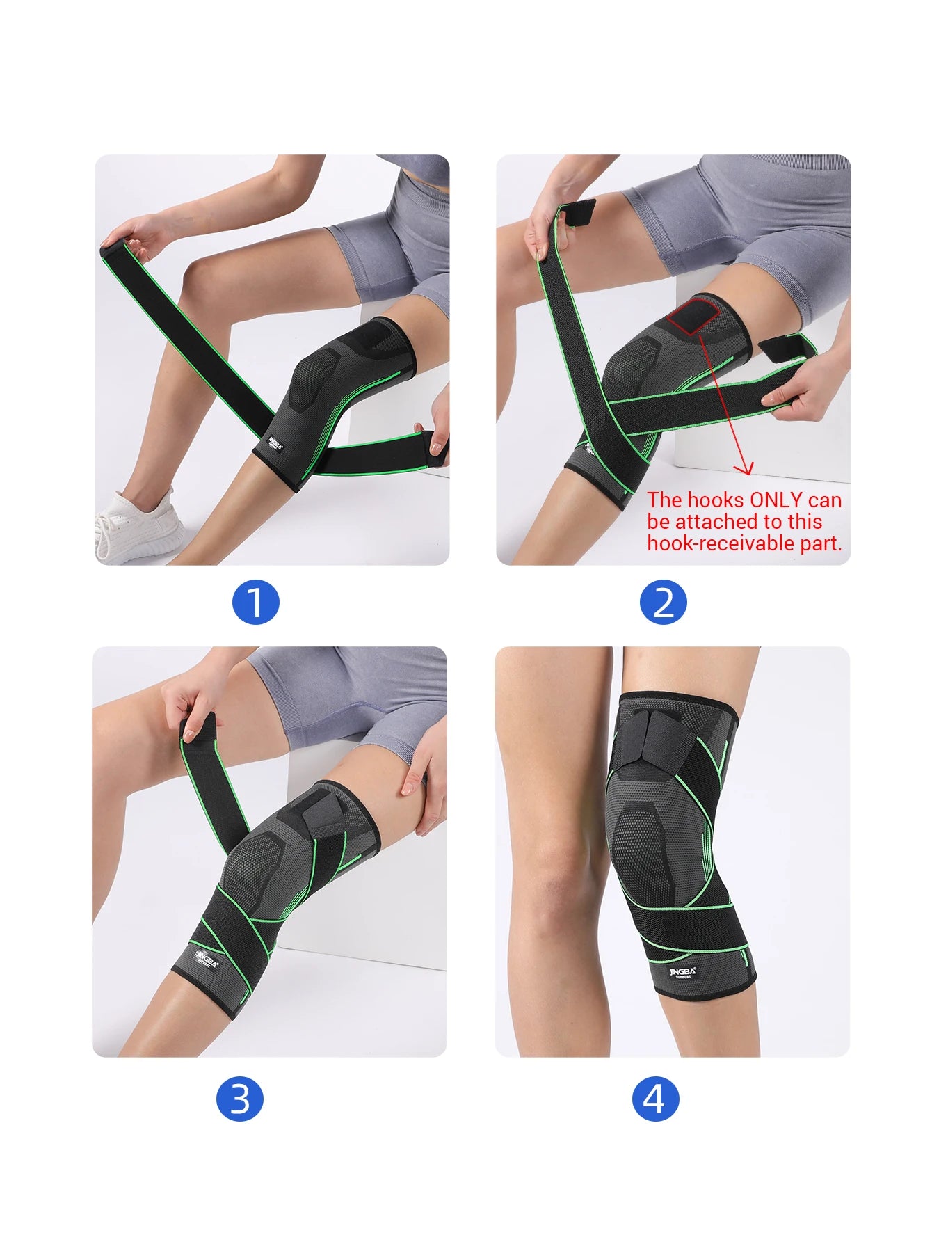1 Pc Elastic Breathable Knee Support Sleeve with Adjustable Straps