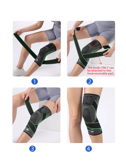 1 Pc Elastic Breathable Knee Support Sleeve with Adjustable Straps