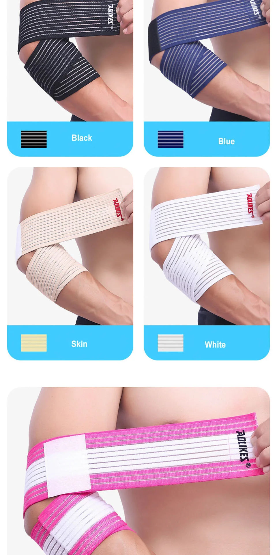 AOLIKES 1PCS 40-180cm Compression Bandage Protector Knee Support Brace Sports Elastic Elbow Straps Leg Bands Elast Bandag