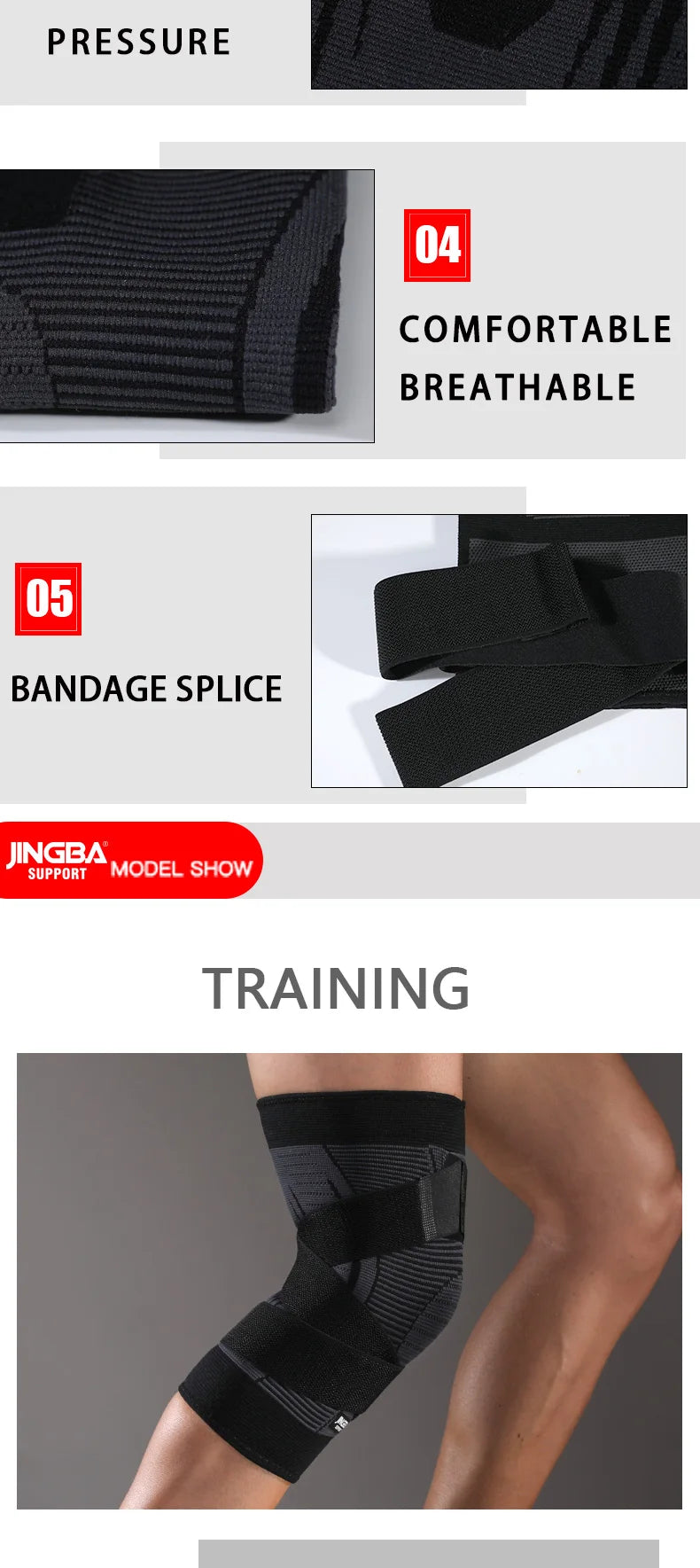 1 Pc Elastic Breathable Knee Support Sleeve with Adjustable Straps