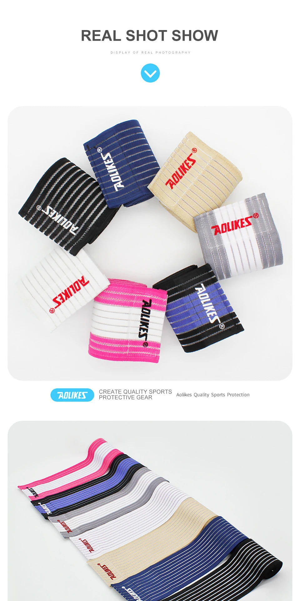 AOLIKES 1PCS 40-180cm Compression Bandage Protector Knee Support Brace Sports Elastic Elbow Straps Leg Bands Elast Bandag