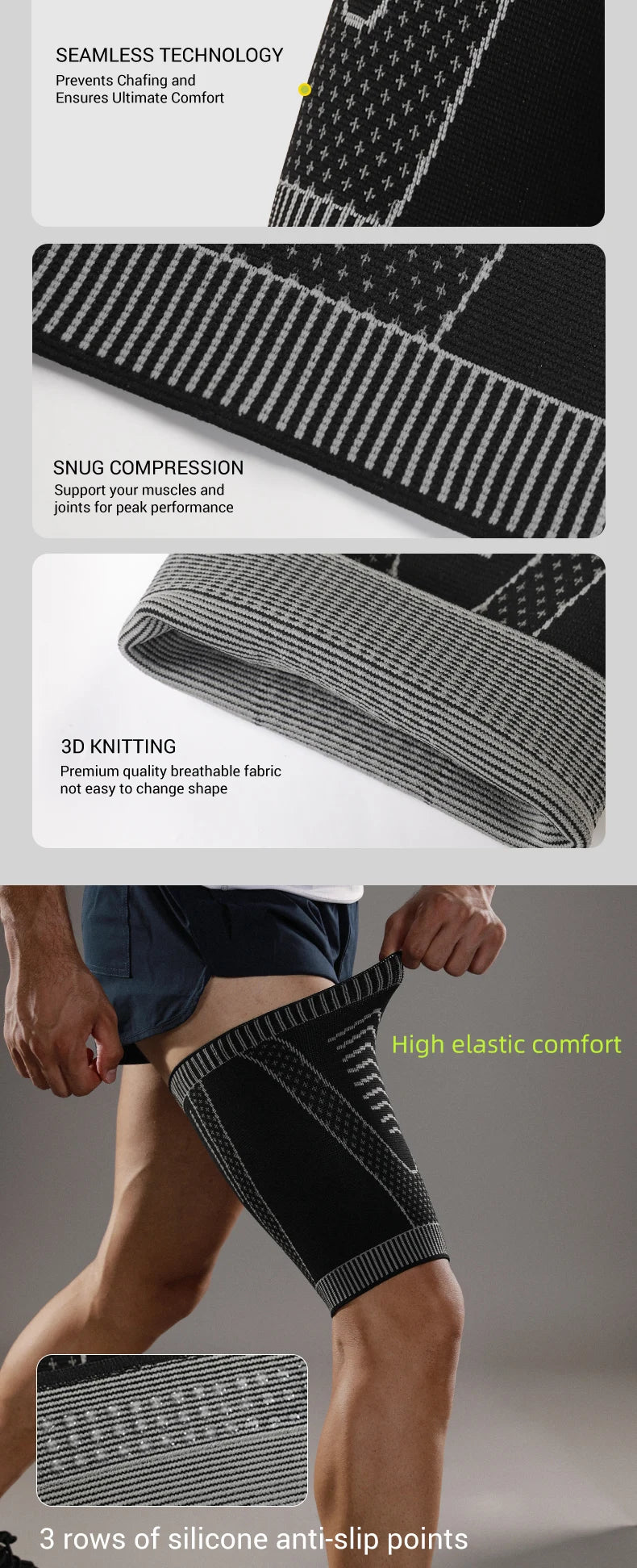1 Piece Elastic Non-slip Breathable Thigh Support Sleeve