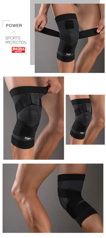 1 Pc Elastic Breathable Knee Support Sleeve with Adjustable Straps