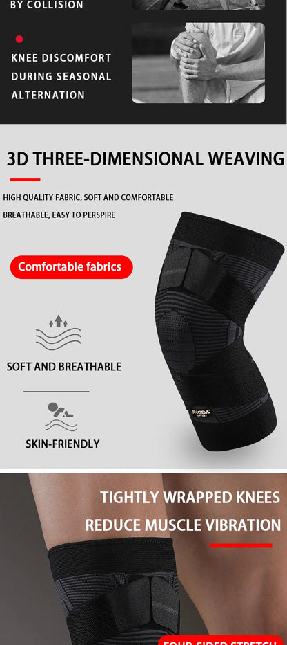 1 Pc Elastic Breathable Knee Support Sleeve with Adjustable Straps