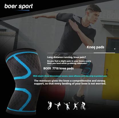 Knitted sports knee pads, running basketball, cycling fitness, anti slip, breathable nylon knee pads for men and women